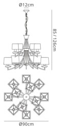 Akira Ceiling Pendant 2 Tier 12 Light E14, Polished Chrome with Black Shades - thumbnail 2