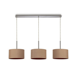 Baymont Polished Chrome 3 Light E27 Linear Pendant With 30cm x 17cm Dual Faux Silk Shade, Antique Gold/Ruby - thumbnail 5