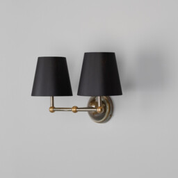 Busan Double Wall Light, Antique Brass