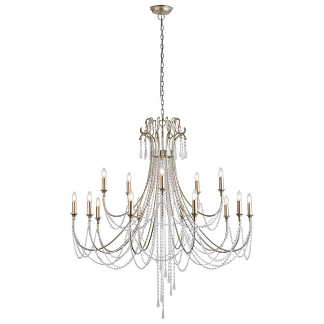 Celine Pendant Chandelier 15 Light E14 Aged Silver/Clear Crystal - image 1