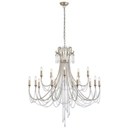 Celine Pendant Chandelier 15 Light E14 Aged Silver/Clear Crystal - thumbnail 1