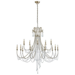 Celine Pendant Chandelier 15 Light E14 Aged Silver/Clear Crystal - thumbnail 3