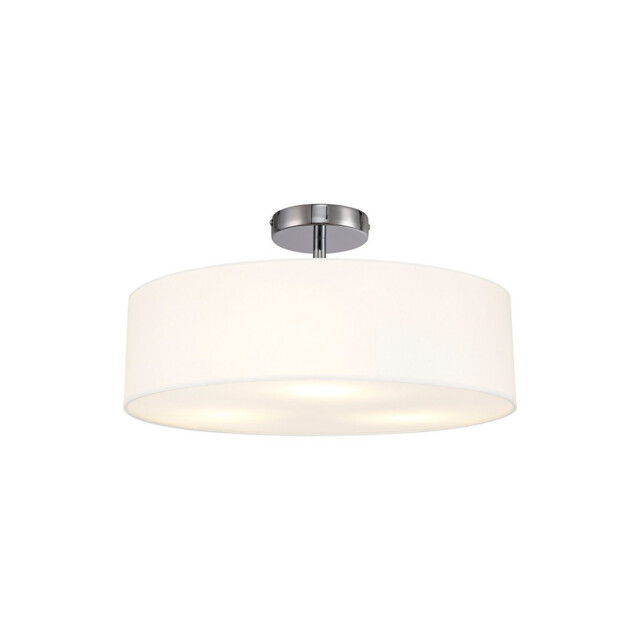Baymont Polished Chrome 3 Light E27 Drop Flush, With 45cm x 15cm Faux Silk Shade, White - image 1