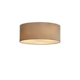 Baymont White 3 Light E27 Universal Flush Ceiling Fixture With 50cm x 20cm Dual Faux Silk Shade, Nude Beige/Moonlight