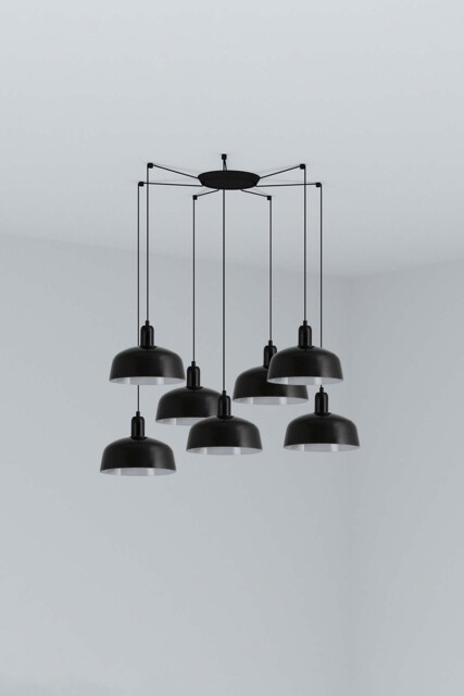 Tatawin Medium Cluster Pendant Ceiling Light , Gloss Black 7x E27