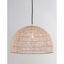 Melody 40cm Dome Pendant Ceiling Light Natural Rattan Black Fabric Wire, Base LED E27 - thumbnail 2