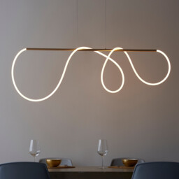 Attalea Modern Designer Bar Style LED Pendant Light Flexible Silcon Tube Satin Gold Finish - thumbnail 2