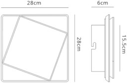 Dakla Flush Wall Lamp, 18W LED, 3000K, 1090lm, IP20, Black - thumbnail 2
