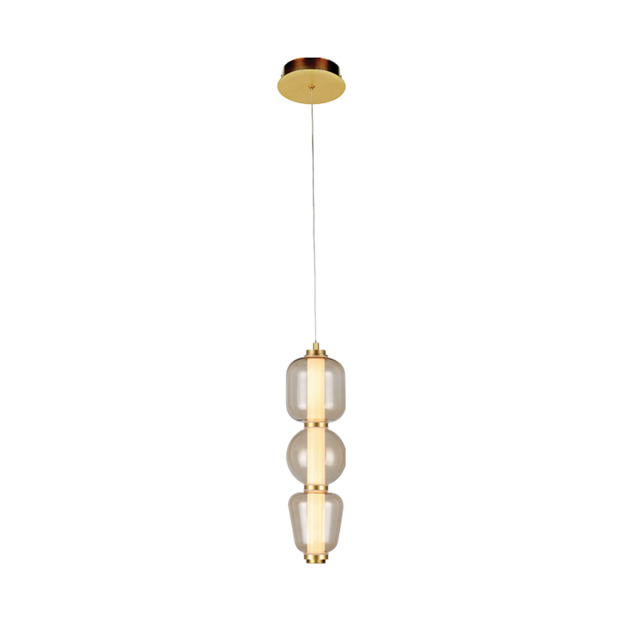 Eluna Slim Pendant Ceiling Light Gold Matt-Champagne Glass LED 3000K - image 1