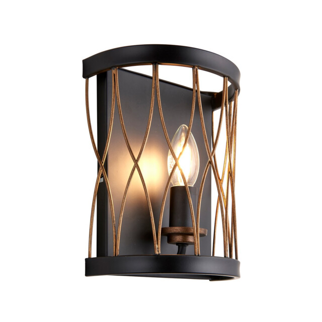Heston 1 Light Indoor Candle Wall Light Matt Black, Rustic Bronze Effect, E14 - image 1