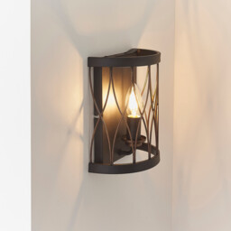 Heston 1 Light Indoor Candle Wall Light Matt Black, Rustic Bronze Effect, E14 - thumbnail 2