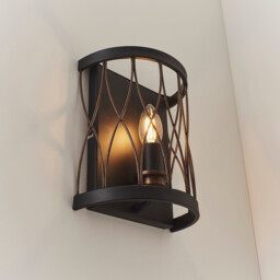 Heston 1 Light Indoor Candle Wall Light Matt Black, Rustic Bronze Effect, E14 - thumbnail 5