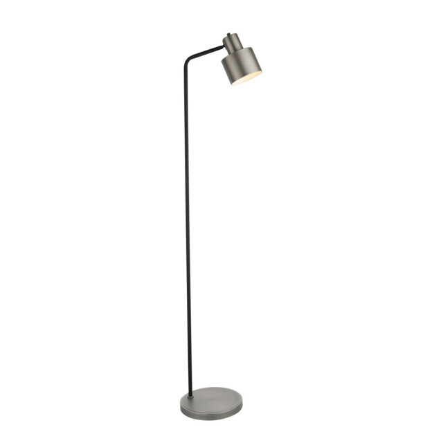 Mayfield Task Floor Lamp Brushed Silver Plate Finish, Matt Black - image 1