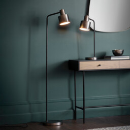 Mayfield Task Floor Lamp Brushed Silver Plate Finish, Matt Black - thumbnail 3