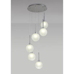 Baldwin 44cm Round Pendant 2.5m, 6 x G9, Polished Chrome/Frosted Type G Shade - thumbnail 3