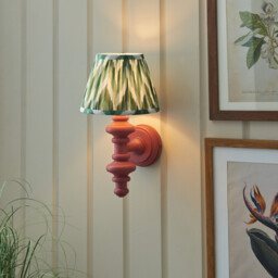 Carnaby Satin Pink Clay Paint Wall Light with Cotswold Green Fabric Zigzag Shade 20cm B22 - thumbnail 2