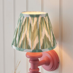 Carnaby Satin Pink Clay Paint Wall Light with Cotswold Green Fabric Zigzag Shade 20cm B22 - thumbnail 5