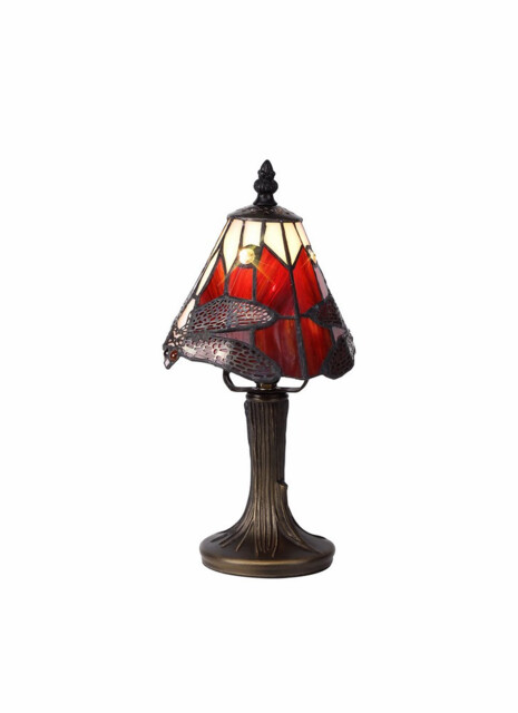 Worcester Tiffany Table Lamp, 1 x E14, Black, Gold, Purple, Pink, Crystal Shade - image 1