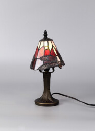 Worcester Tiffany Table Lamp, 1 x E14, Black, Gold, Purple, Pink, Crystal Shade - thumbnail 3