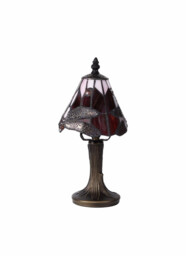 Worcester Tiffany Table Lamp, 1 x E14, Black, Gold, Purple, Pink, Crystal Shade - thumbnail 5