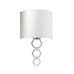 Clark Medium 1 Light Wall Light, Polished Chrome, Ivory Faux Silk Shade - thumbnail 2