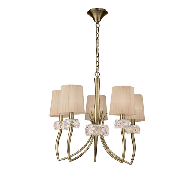 Loewe Pendant 5 Light E14, Antique Brass With Soft Bronze Shades - image 1