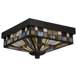 Inglenook Outdoor 2 Light Tiffany Flush Mount - Bronze Finish, E27 - thumbnail 2