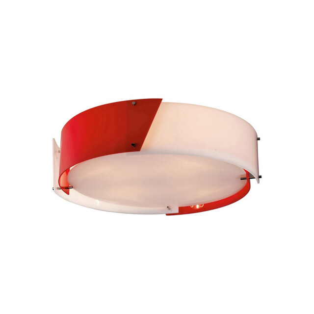 Dakota Flush Ceiling Medium 4 Light E27 Polished Chrome/Red & White Acrylic - image 1