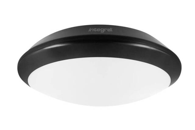 LED Flush Ceiling Light Bulkhead 24W 4000K 2400lm IK10 3hr Emergency Matt Black IP66 - image 1