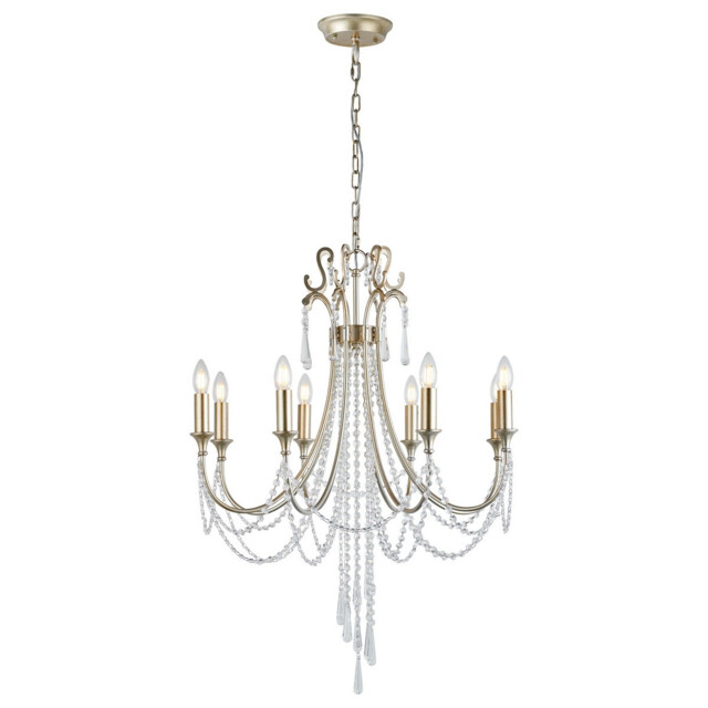 Celine Pendant Chandelier 8 Light E14 Aged Silver/Clear Crystal - image 1