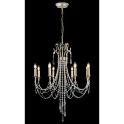 Celine Pendant Chandelier 8 Light E14 Aged Silver/Clear Crystal - thumbnail 2