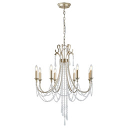 Celine Pendant Chandelier 8 Light E14 Aged Silver/Clear Crystal - thumbnail 1