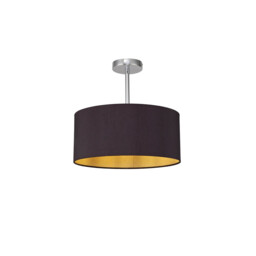 Baymont Polished Chrome E27 Semi Flush With 40cm x 18cm Dual Faux Silk Shade, Midnight Black/Green Olive