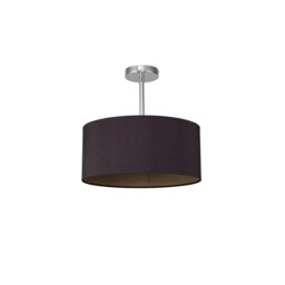 Baymont Polished Chrome E27 Semi Flush With 40cm x 18cm Dual Faux Silk Shade, Midnight Black/Green Olive - thumbnail 5