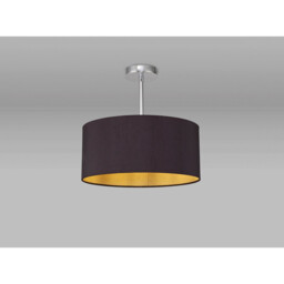 Baymont Polished Chrome E27 Semi Flush With 40cm x 18cm Dual Faux Silk Shade, Midnight Black/Green Olive - thumbnail 2