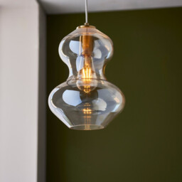 Kelda Shaped Dome Pendant Ceiling Light Satin Brass Plate, Champagne Lustre Glass, 1x E27 - thumbnail 5