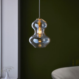 Kelda Shaped Dome Pendant Ceiling Light Satin Brass Plate, Champagne Lustre Glass, 1x E27 - thumbnail 3
