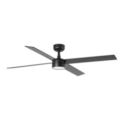 Rudder 132cm LED Ceiling Fan Matt Black, Walnut Blade, 4 Blade Reversible - thumbnail 1
