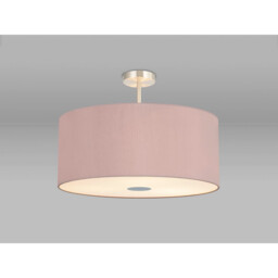 Baymont Satin Nickel 5 Light E27 Semi Flush Fixture With 60cm x 22cm Dual Faux Silk Shade, Taupe/Halo Gold - thumbnail 2