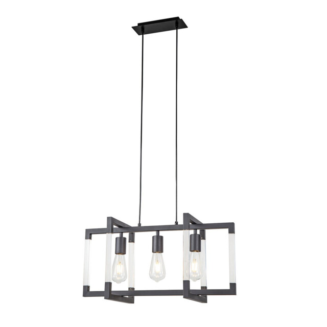 Canto Rectangular Pendant 3 Light E27 Graphite/Acrylic - image 1