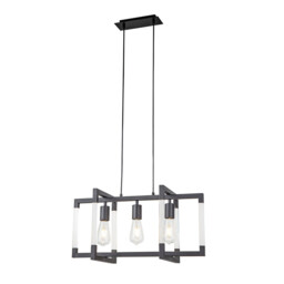 Canto Rectangular Pendant 3 Light E27 Graphite/Acrylic - thumbnail 1