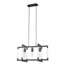 Canto Rectangular Pendant 3 Light E27 Graphite/Acrylic - thumbnail 3