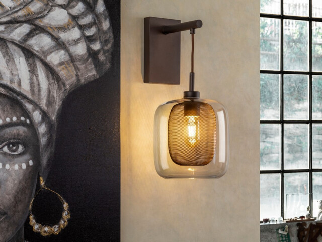 Fox Wall Light with Shade, Chocolate, 1x E27 - image 1