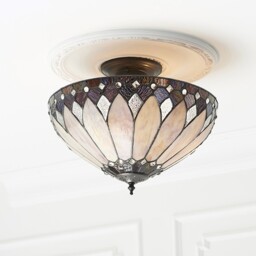 Brooklyn 3 Light Medium Semi Flush Ceiling Light Bronze, Tiffany glass, E27 - thumbnail 2