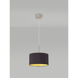 Baymont Satin Nickel E27 Single Pendant With 30cm x 17cm Dual Faux Silk Shade, Midnight Black/Green Olive - thumbnail 2