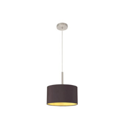 Baymont Satin Nickel E27 Single Pendant With 30cm x 17cm Dual Faux Silk Shade, Midnight Black/Green Olive - thumbnail 5