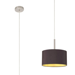 Baymont Satin Nickel E27 Single Pendant With 30cm x 17cm Dual Faux Silk Shade, Midnight Black/Green Olive