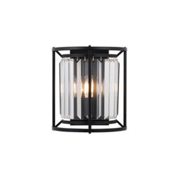 Guilford Wall Lamp, 2 Light E14, Satin Black, Clear