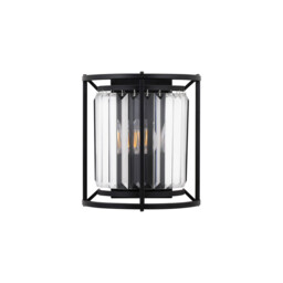 Guilford Wall Lamp, 2 Light E14, Satin Black, Clear - thumbnail 5