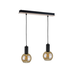 Jantar Bar Pendant Ceiling Light Wood, 50cm, 2x E27